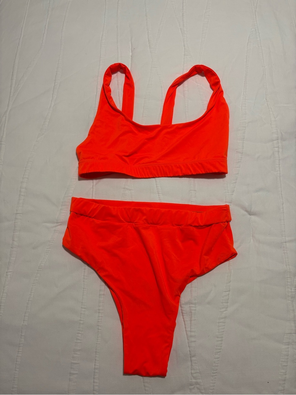 High-Rise Scoop Bikini Set in Bright Red
